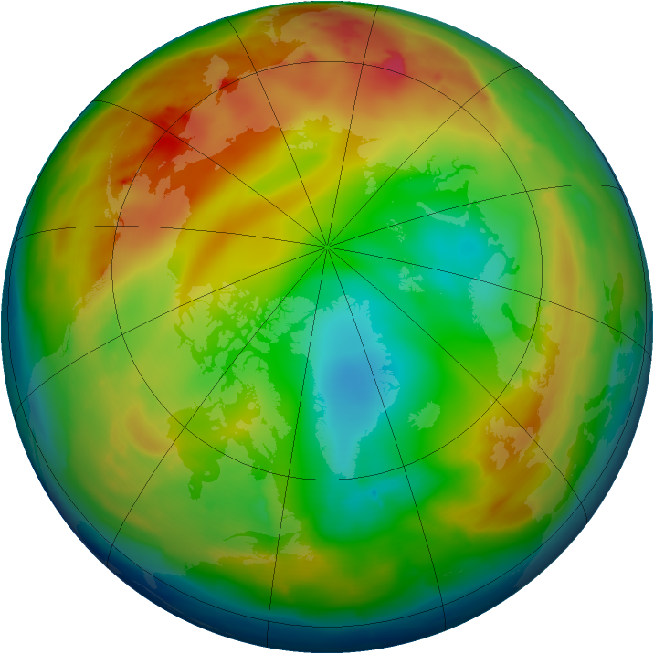 Arctic ozone map for 31 December 2009